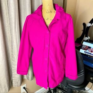 Chico’s Blazer Jacket Suit  Woman Collared Pocket Open Women Size 2 Fucsia